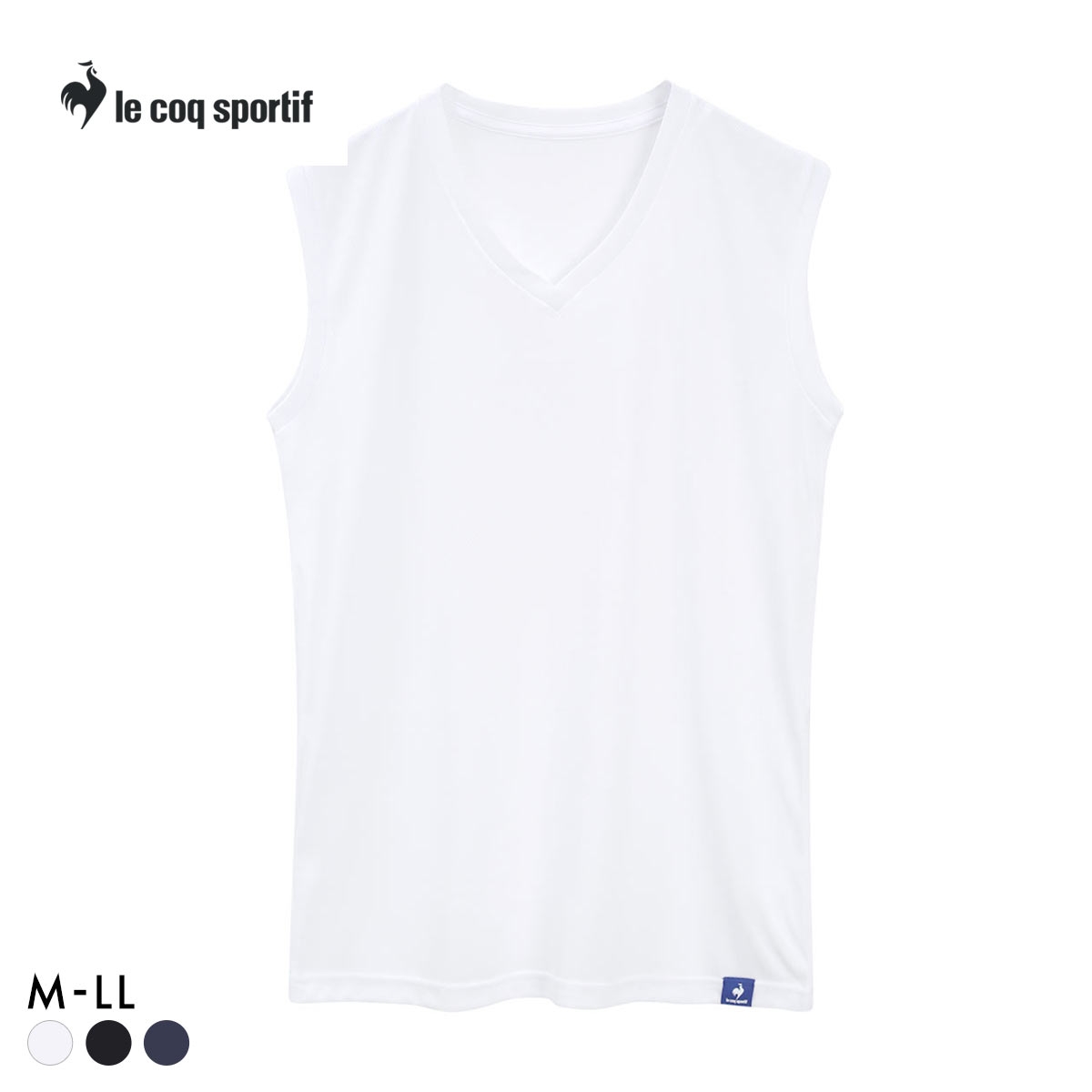 ルコックスポルティフ ハニカムメッシュ Vネック サーフシャツ メンズ インナー スリーブレス le coq sportif(WH-ホワイト-M)