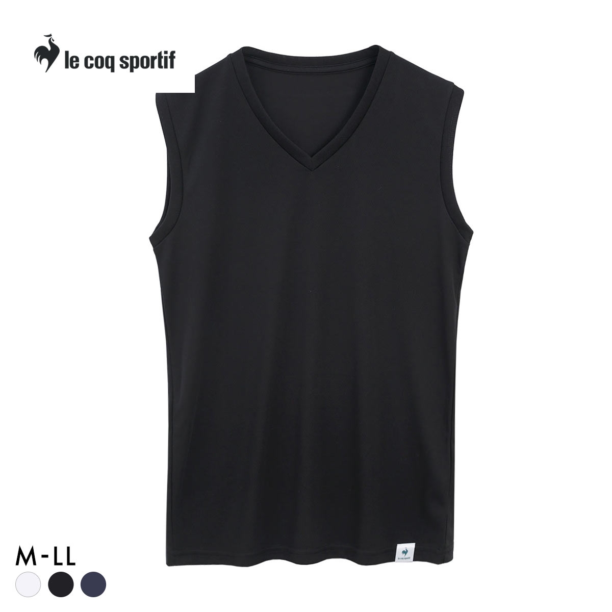 ルコックスポルティフ ハニカムメッシュ Vネック サーフシャツ メンズ インナー スリーブレス le coq sportif(BK-ブラック-M)