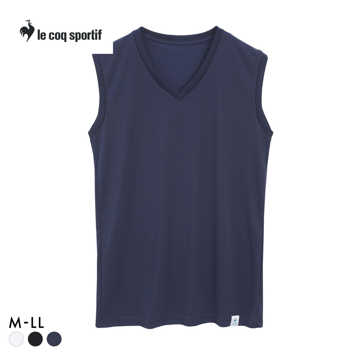 ルコックスポルティフ ハニカムメッシュ Vネック サーフシャツ メンズ インナー スリーブレス le coq sportif(NV-ネイビー-M)