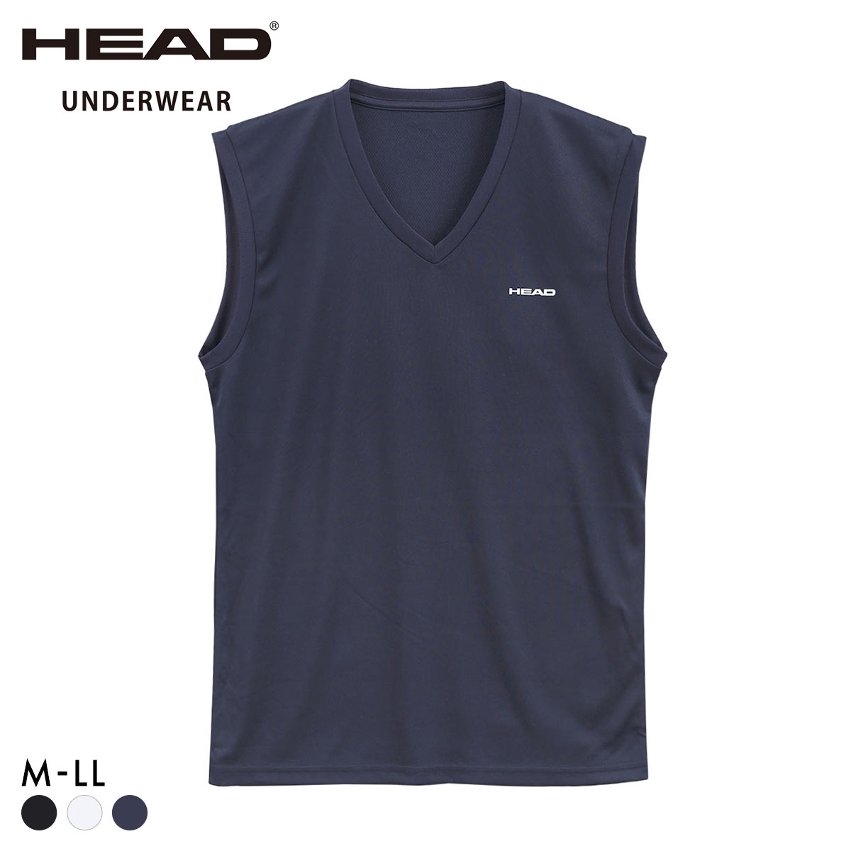 ヘッド 裏ハニカムメッシュ Vネック サーフシャツ メンズ 軽量 DRY スリーブレス インナー スポーツ 大きいサイズ HEAD(NV-ネイビー-M)