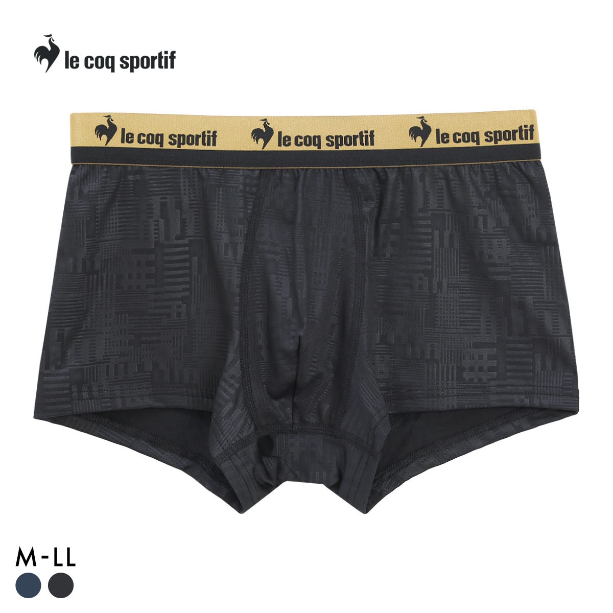 ルコックスポルティフ ラインエンボス柄 ボクサーパンツ メンズ 前とじ le coq sportif(BK-ブラック-M)