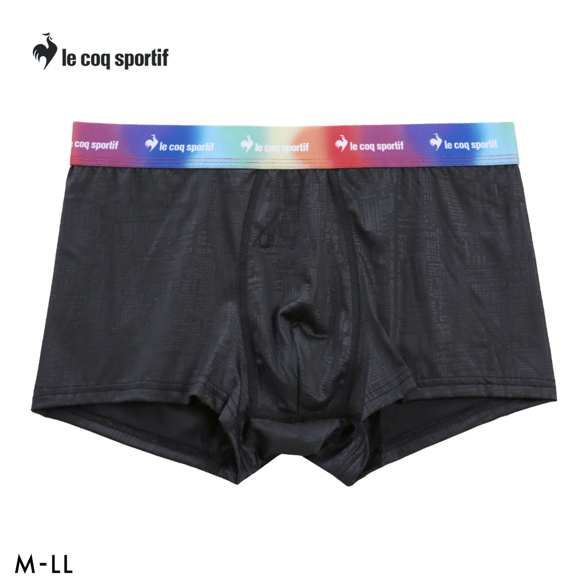 ルコックスポルティフ エンボス柄 ボクサーパンツ メンズ 前とじ le coq sportif 吸汗速乾(BK-ブラック-M)