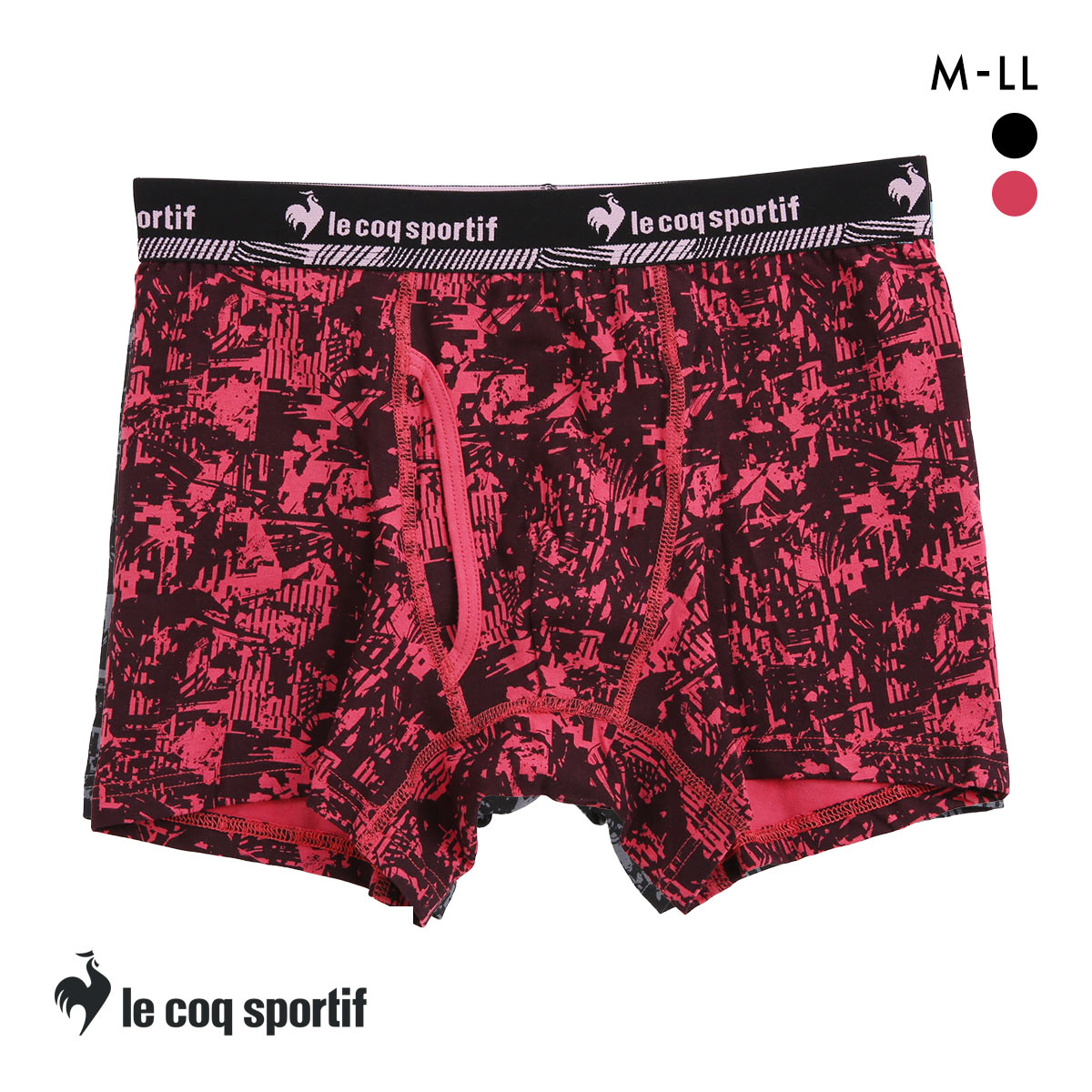 ルコックスポルティフ インク柄 ボクサーパンツ メンズ 前あき le coq sportif(PI-ピンク-M)