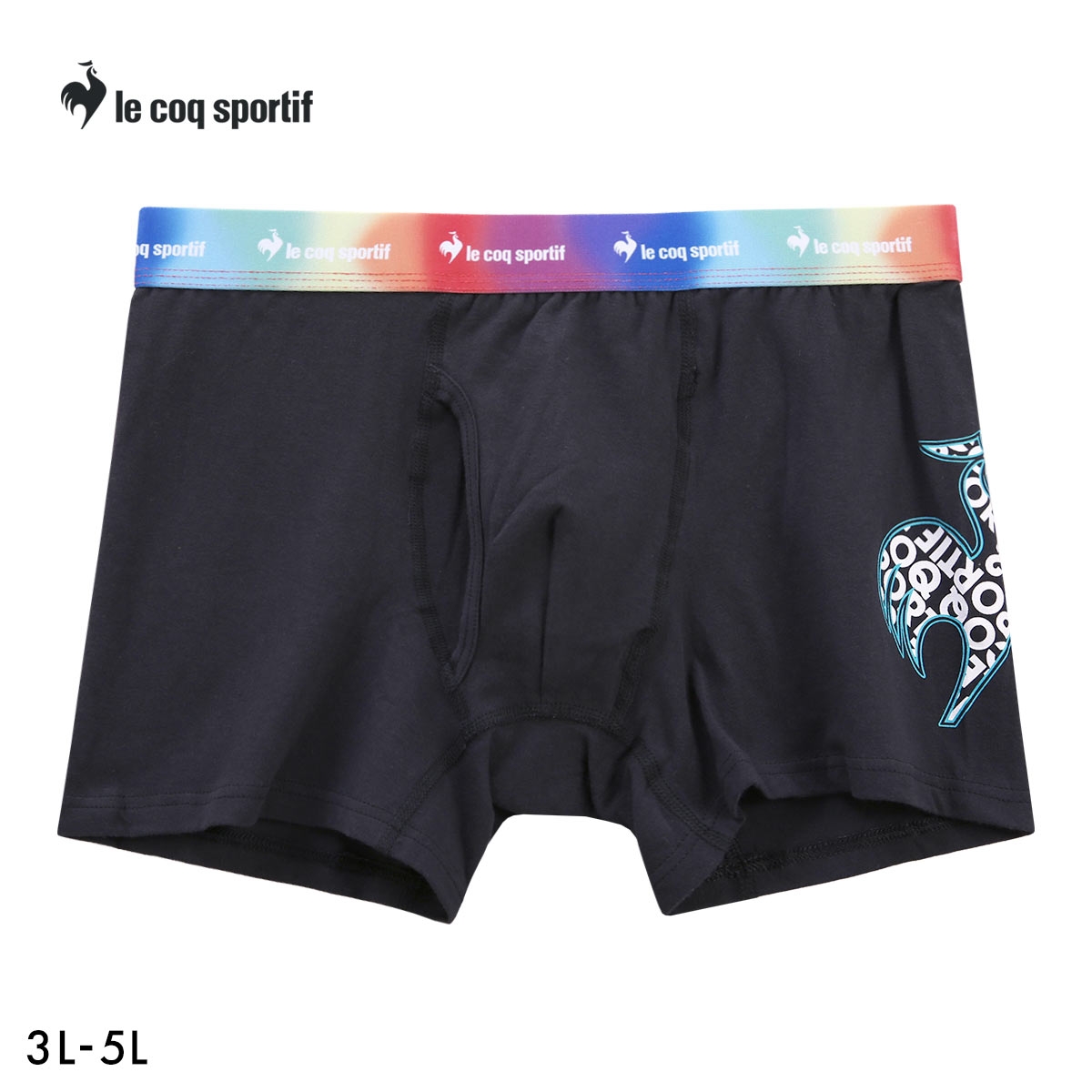 ルコックスポルティフ グラフィックロゴ ボクサーパンツ 大きいサイズ メンズ 前あき le coq sportif 綿混 3L 4L 5L(BK-ブラック-3L)