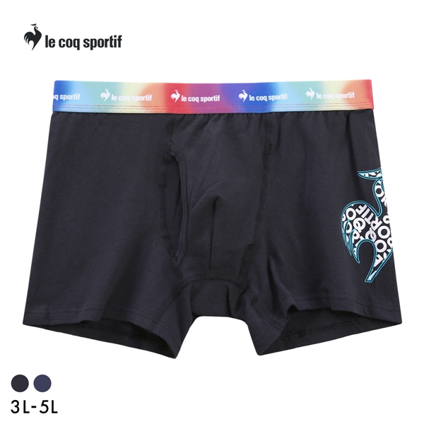 ルコックスポルティフ グラフィックロゴ ボクサーパンツ 大きいサイズ メンズ 前あき le coq sportif 綿混 3L 4L 5L