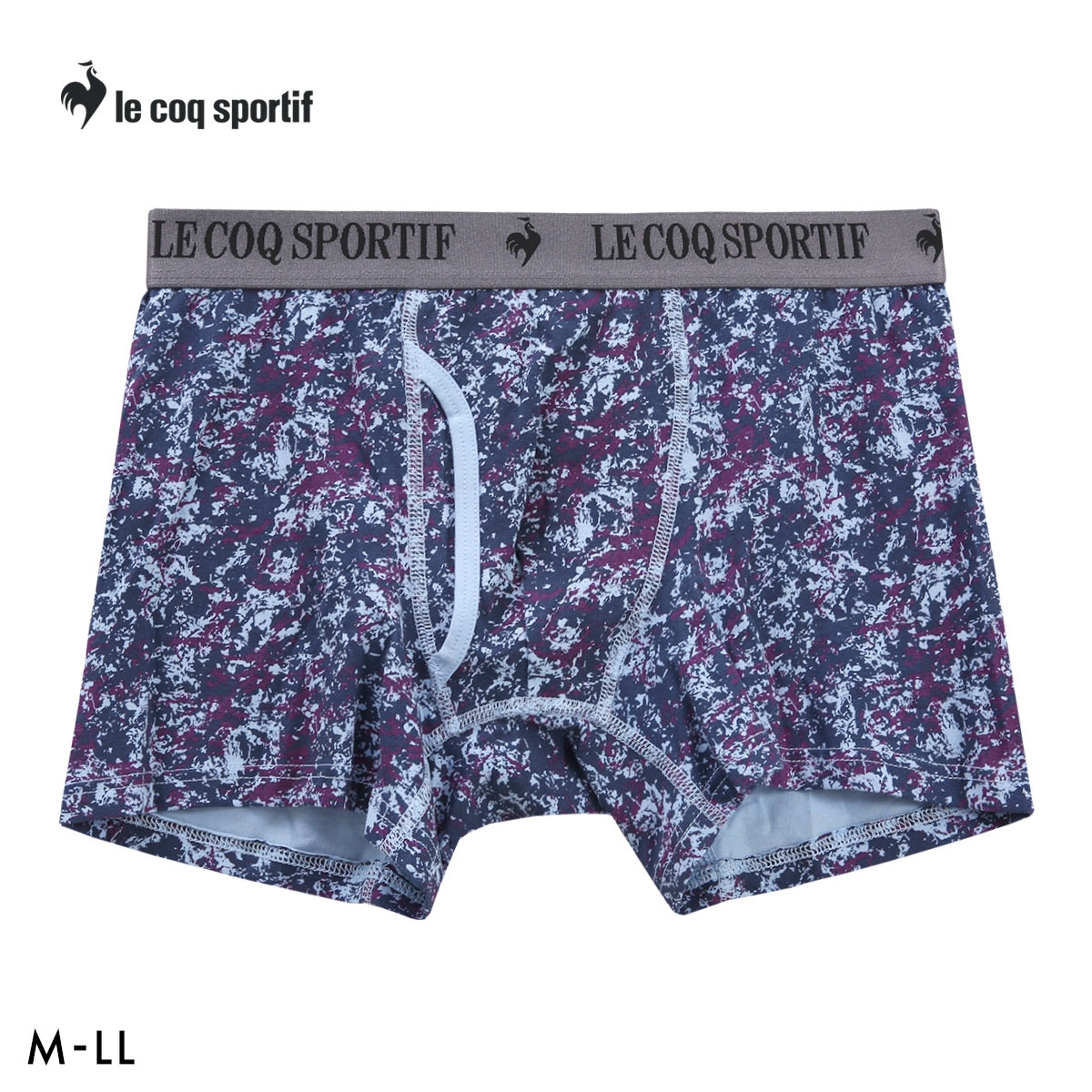 ルコックスポルティフ ペイント柄 ボクサーパンツ メンズ 前あき le coq sportif 綿混(NV-ネイビー-M)