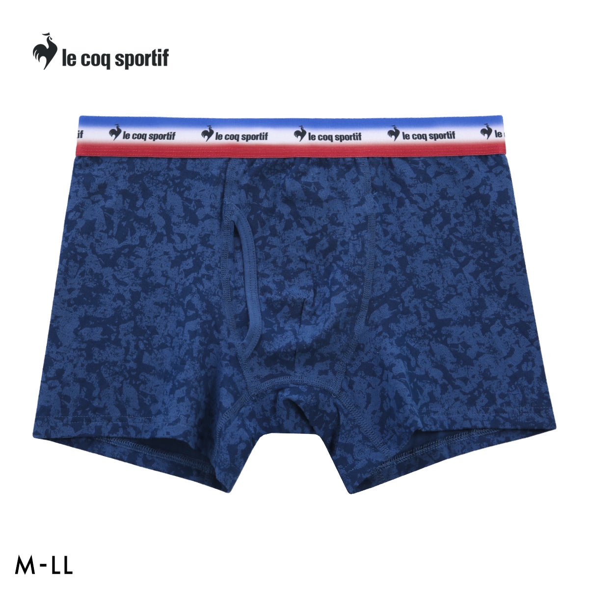 ルコックスポルティフ グランジ柄 ボクサーパンツ メンズ 前あき le coq sportif 綿混(NV-ネイビー-M)