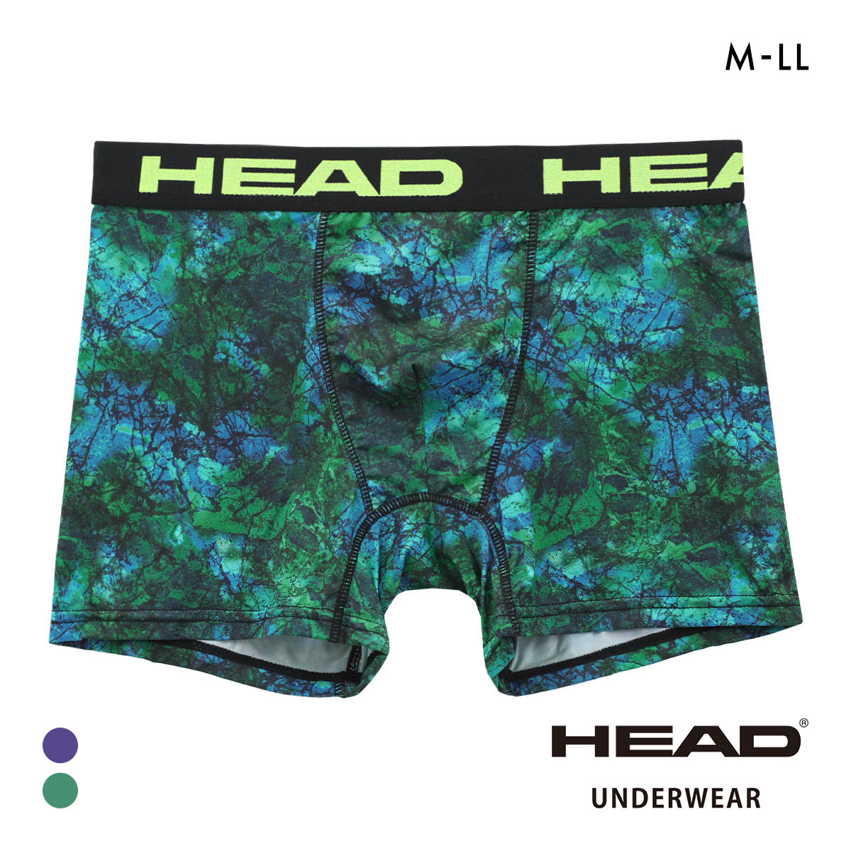 ヘッド クラックストーン柄 ボクサーパンツ メンズ 前とじ 超軽量 ボクサーブリーフ HEAD 大きいサイズ(GR-グリーン-M)