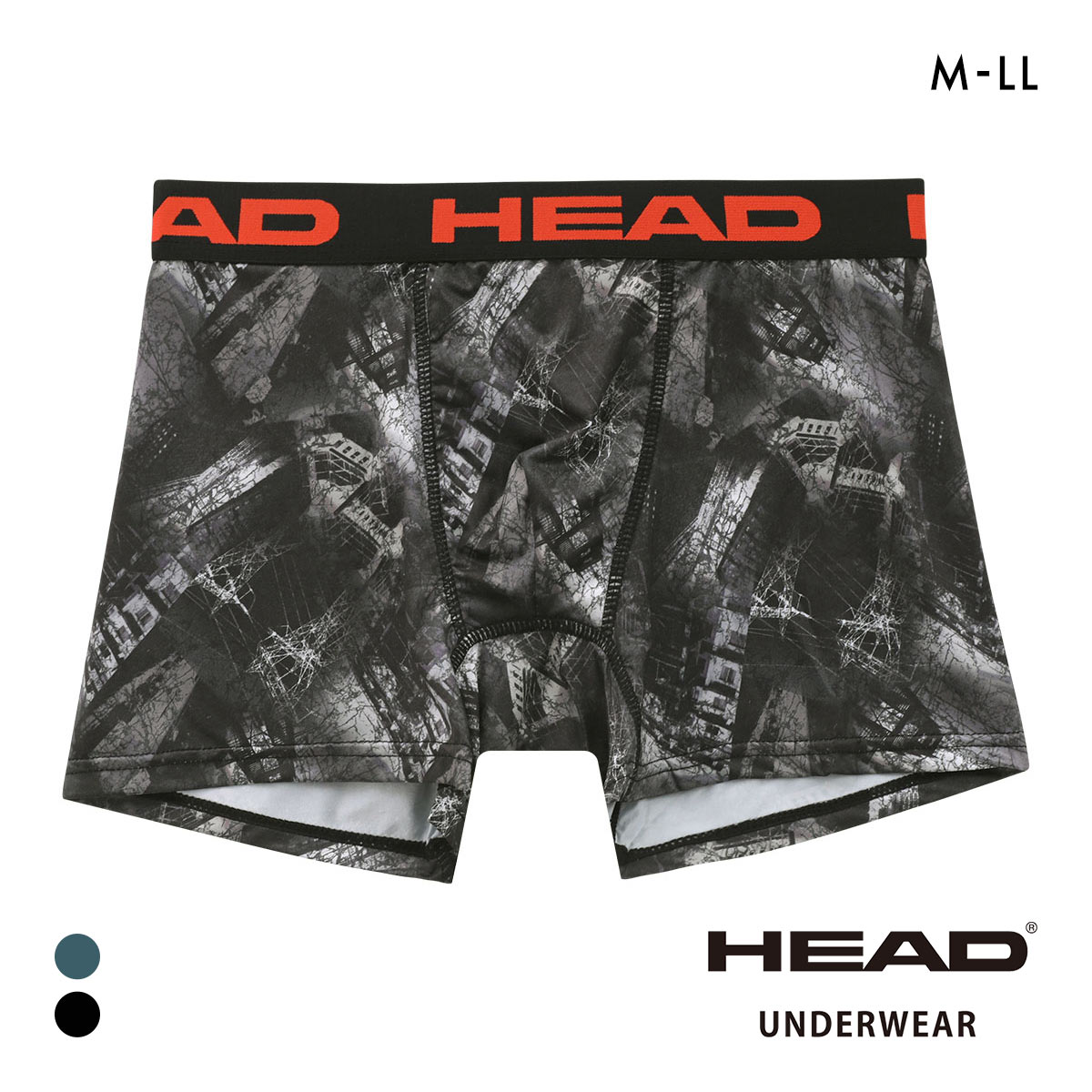 ヘッド クラックシティ柄 ボクサーパンツ メンズ 前とじ 超軽量 ボクサーブリーフ HEAD(BK-ブラック-M)
