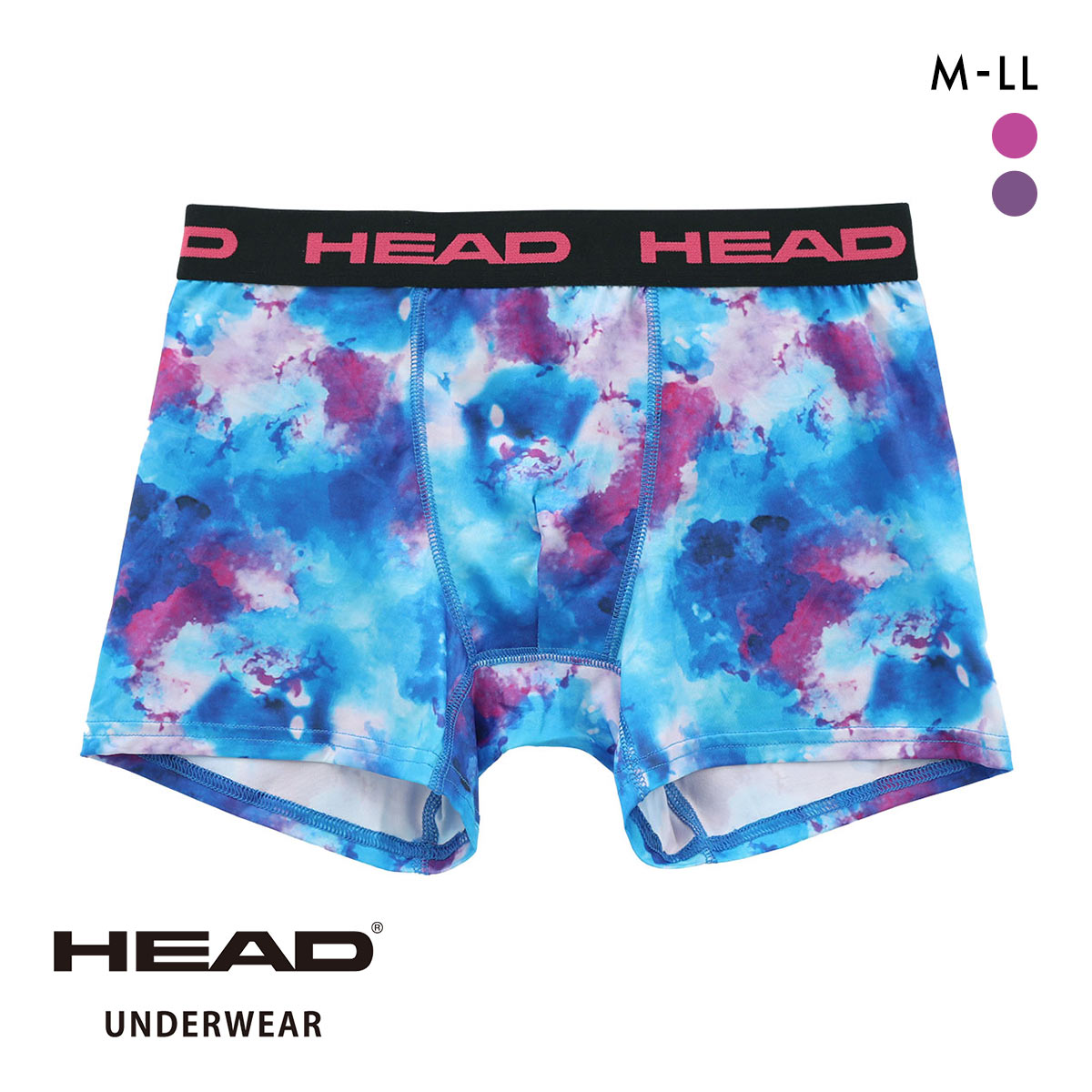 ヘッド 水彩柄 ボクサーパンツ メンズ 前とじ 超軽量 ボクサーブリーフ HEAD(PI-ピンク-M)