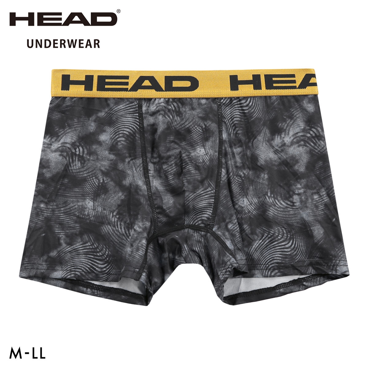 ヘッド モアレ柄 ボクサーパンツ メンズ 前とじ 超軽量 ボクサーブリーフ 大きいサイズ HEAD(BK-ブラック-M)