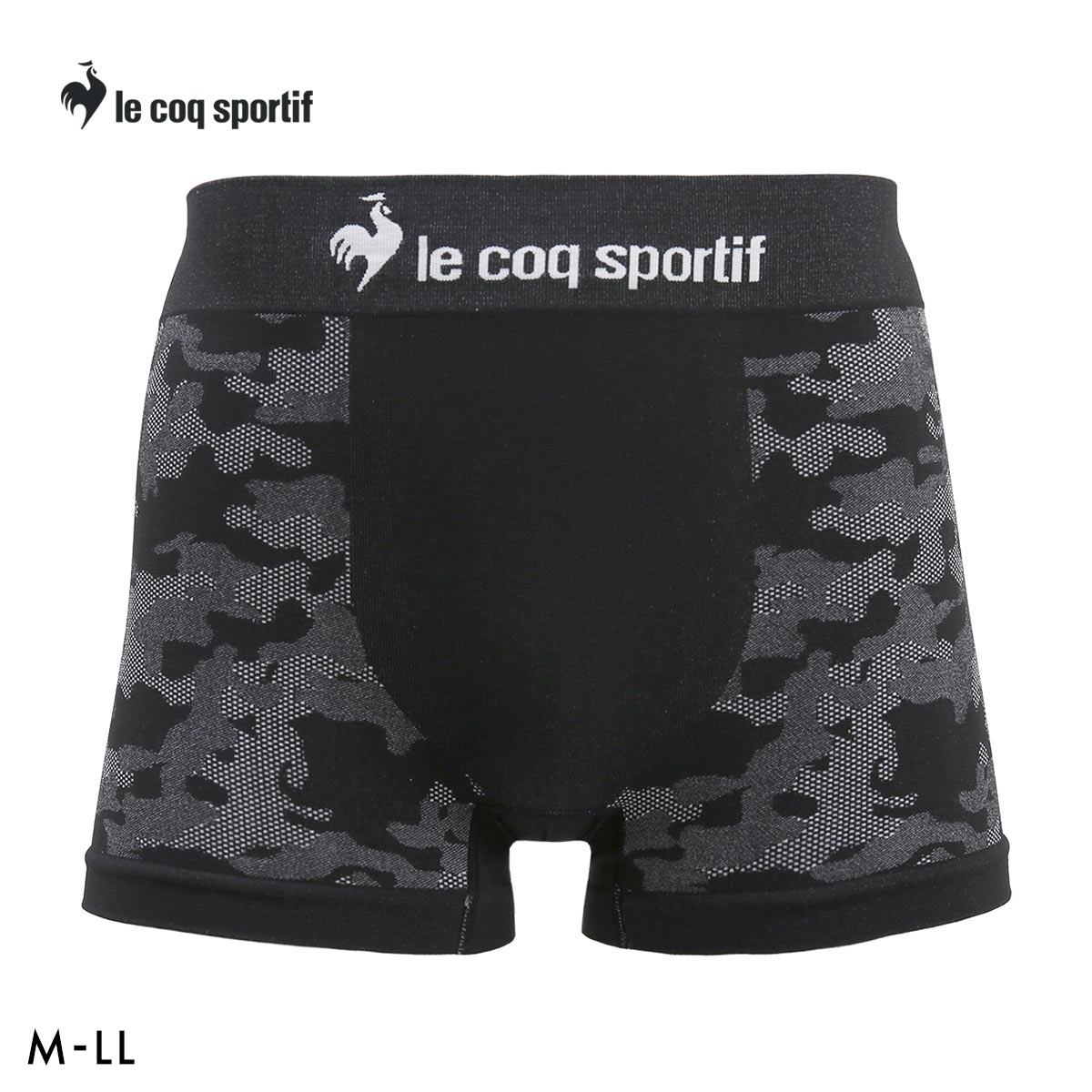 ルコックスポルティフ 迷彩柄 成型 ボクサーパンツ メンズ 前とじ le coq sportif(BK-ブラック-M)