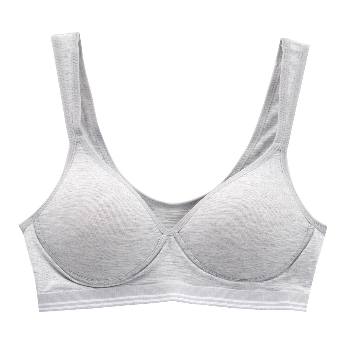 アクティブスポブラ ACTIVE SPO-BRA モールドカップ ノンワイヤー ブラジャー ハーフトップ インナー スポーツブラ(HGY-杢グレー-M)