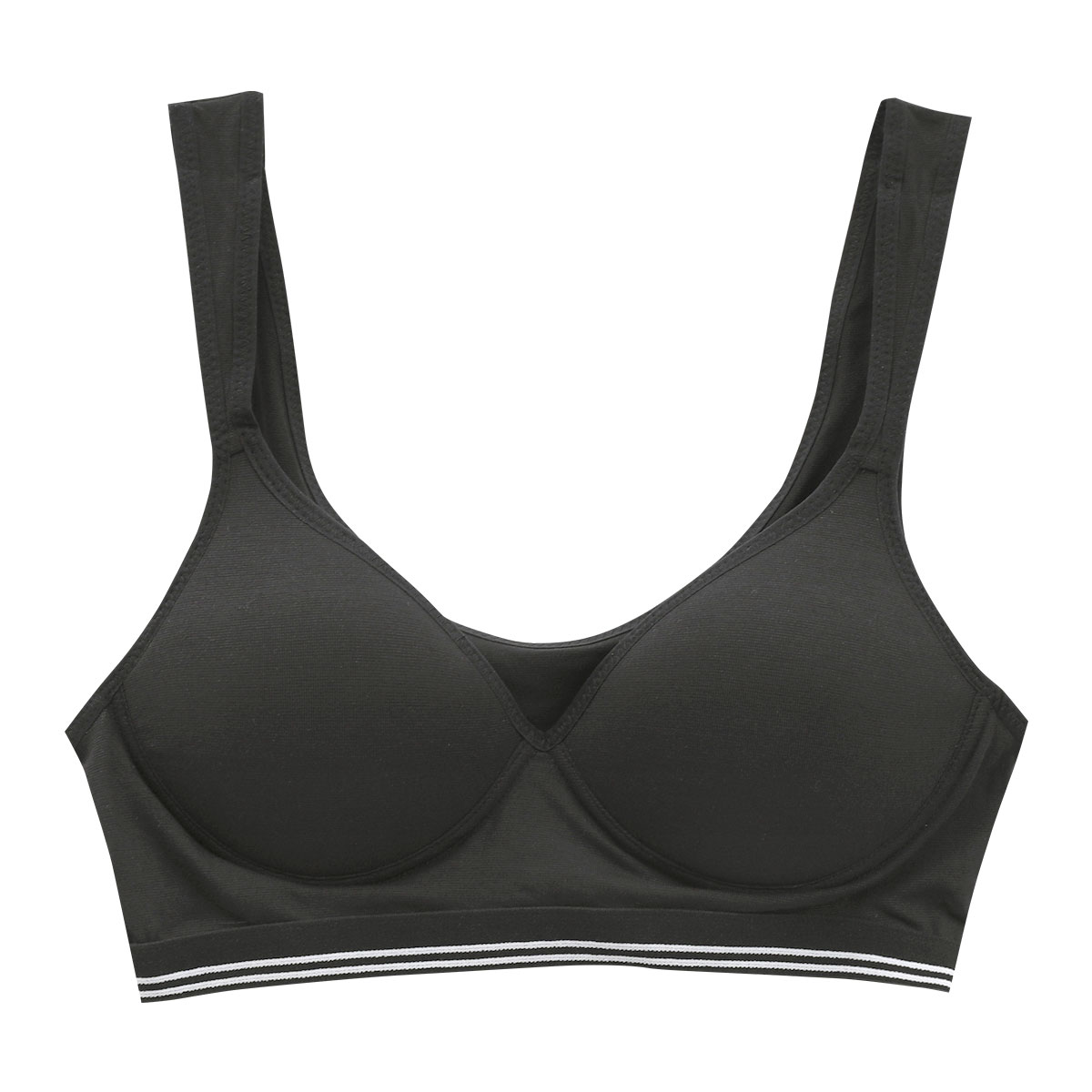 アクティブスポブラ ACTIVE SPO-BRA モールドカップ ノンワイヤー ブラジャー ハーフトップ インナー スポーツブラ(BK-ブラック-M)