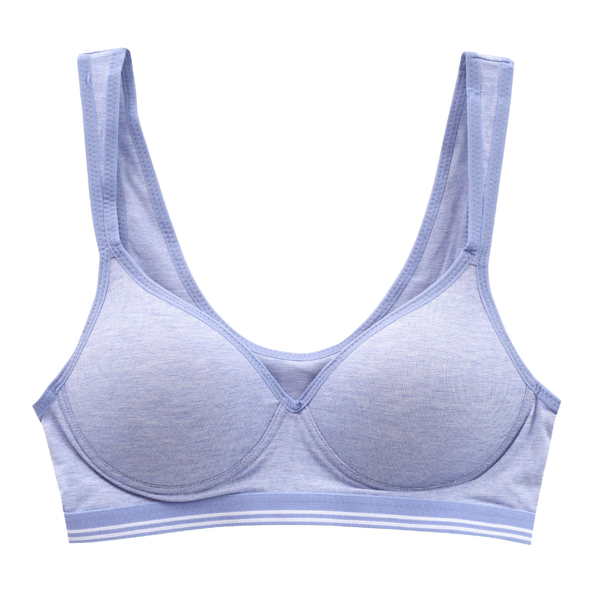 アクティブスポブラ ACTIVE SPO-BRA モールドカップ ノンワイヤー ブラジャー ハーフトップ インナー スポーツブラ(BU-ブルー-M)