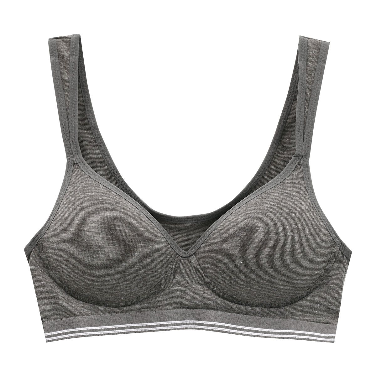 アクティブスポブラ ACTIVE SPO-BRA モールドカップ ノンワイヤー ブラジャー ハーフトップ インナー スポーツブラ(HCG-杢チャコール-M)