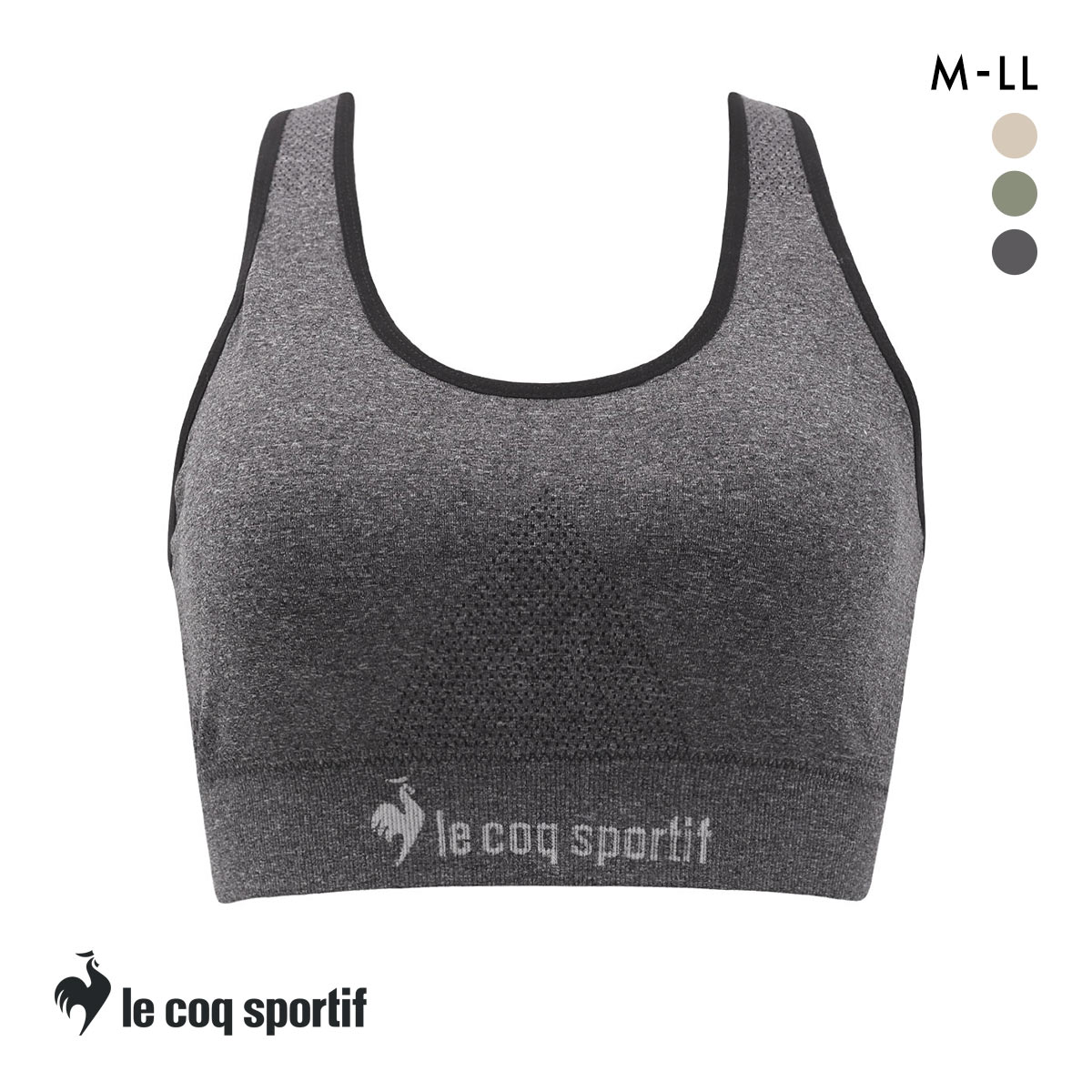 ルコックスポルティフ 成型 シームレス ハーフトップ レディース ブラジャー le coq sportif(BK-ブラック-M)