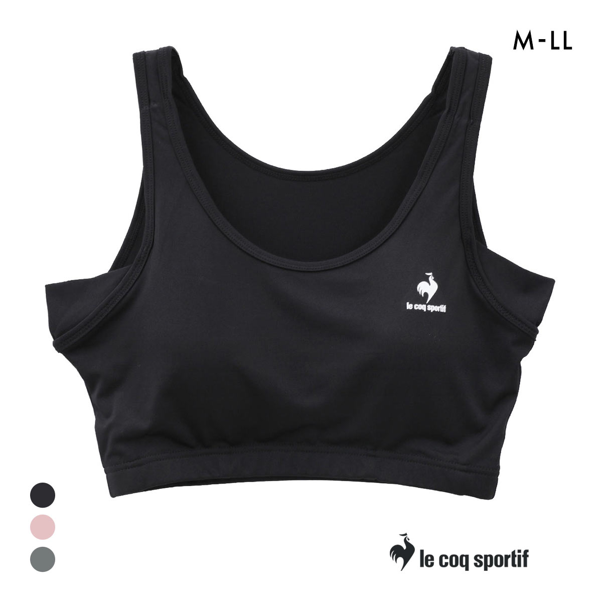 ルコックスポルティフ 汗取り付き モールドカップ ノンワイヤー ブラジャー ハーフトップ レディース le coq sportif(BK-ブラック-M)