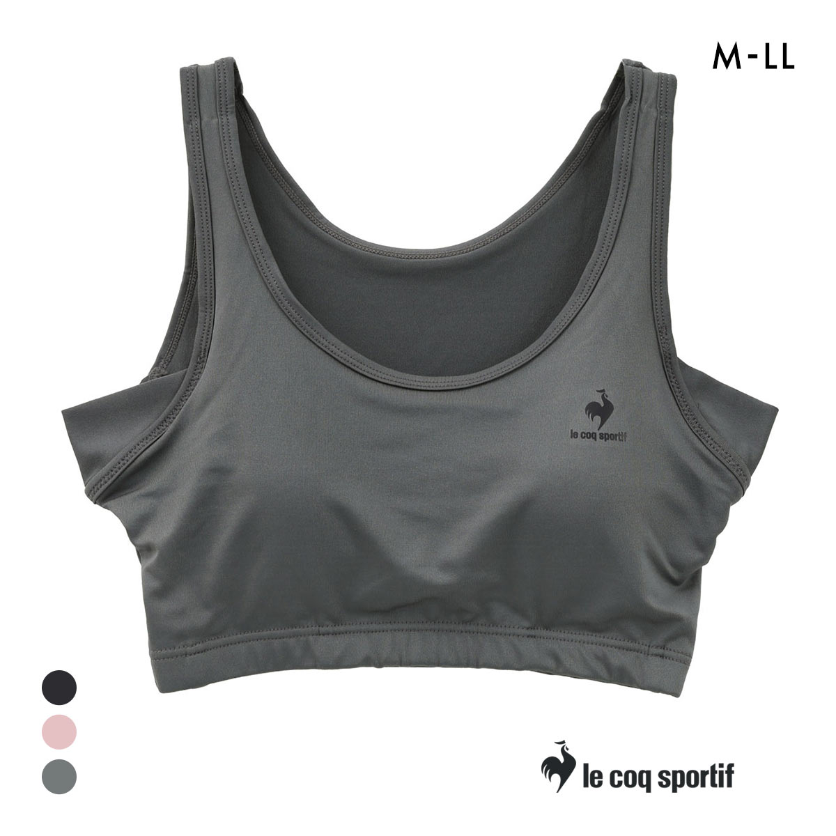 ルコックスポルティフ 汗取り付き モールドカップ ノンワイヤー ブラジャー ハーフトップ レディース le coq sportif(CGY-チャコールグレー-M)