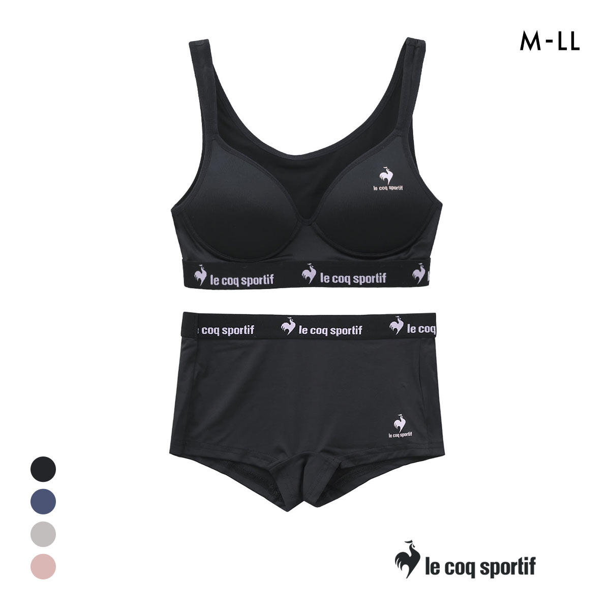 ルコックスポルティフ ハーフトップ＆ショーツセット レディース 上下セット ブラセット ノンワイヤー le coq sportif(BK-ブラック-M)