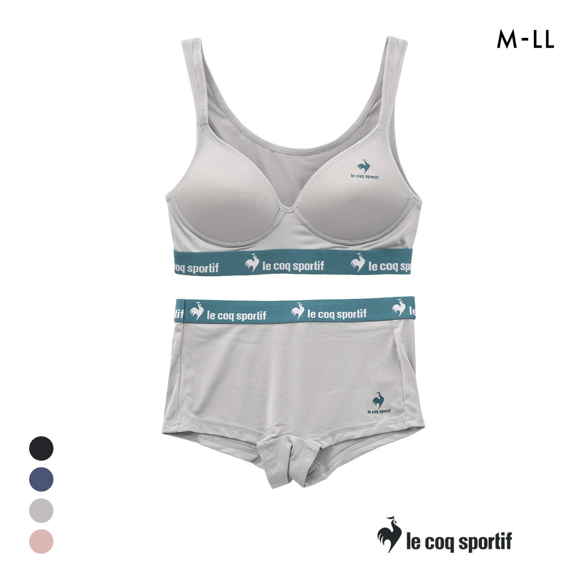 ルコックスポルティフ ハーフトップ＆ショーツセット レディース 上下セット ブラセット ノンワイヤー le coq sportif(CGY-チャコールグレー-M)