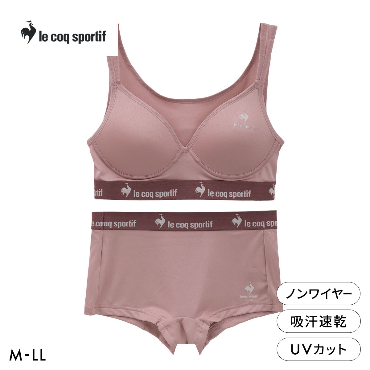 ルコックスポルティフ le coq sportif ハーフトップ＆ショーツセット レディース 上下セット ブラショーツセット ノンワイヤー(PI-ピンク-M)