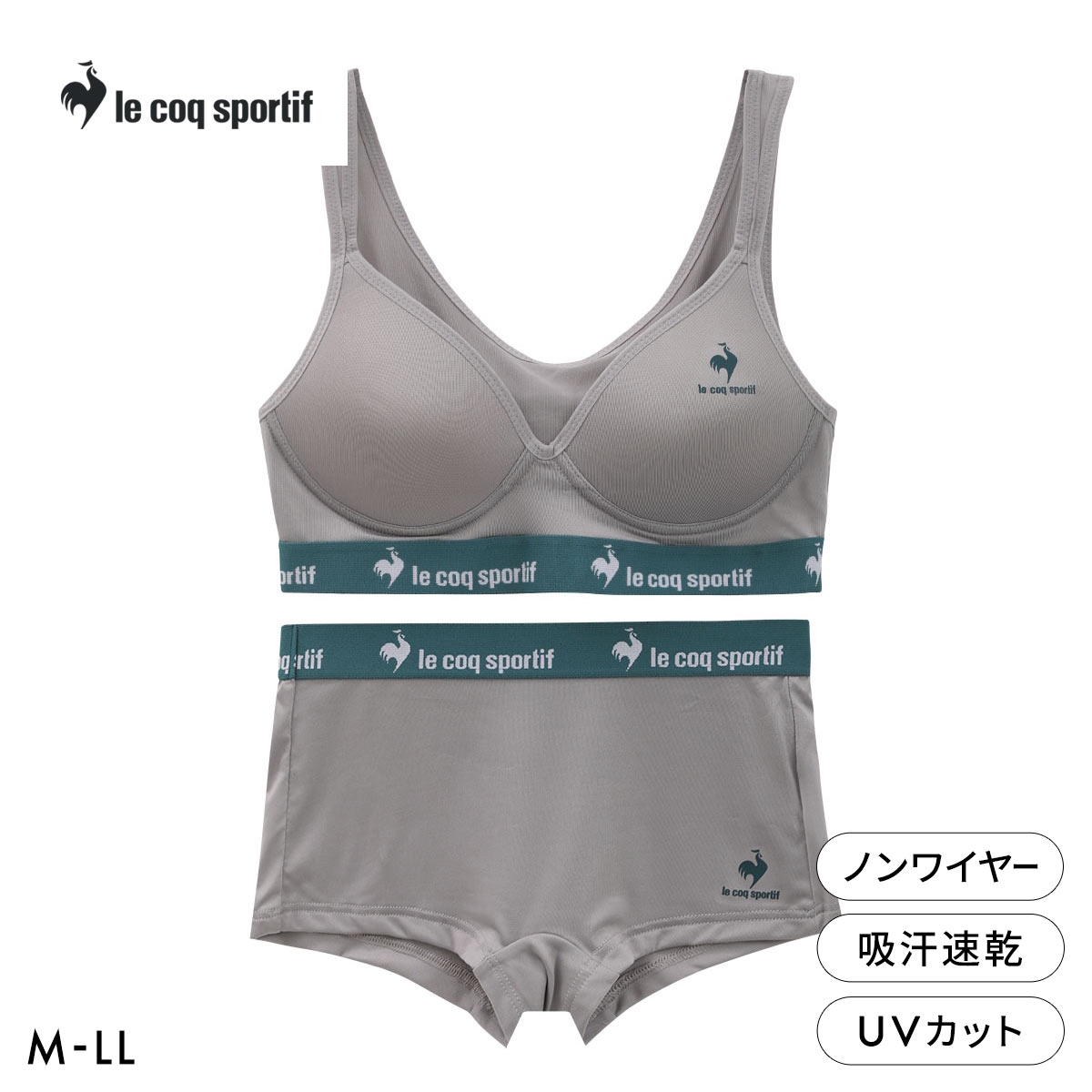 ルコックスポルティフ le coq sportif ハーフトップ＆ショーツセット レディース 上下セット ブラショーツセット ノンワイヤー(CGY-チャコールグレー-M)