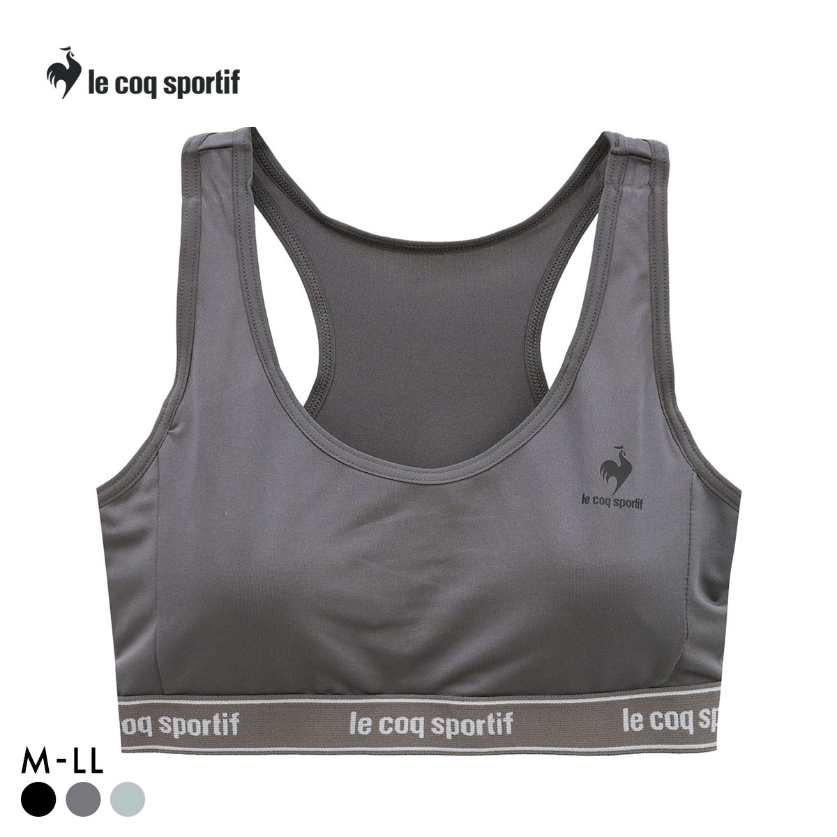 ルコックスポルティフ レーサーバック ハーフトップ レディース ノンワイヤー ブラジャー 単品 le coq sportif(CGY-チャコールグレー-M)