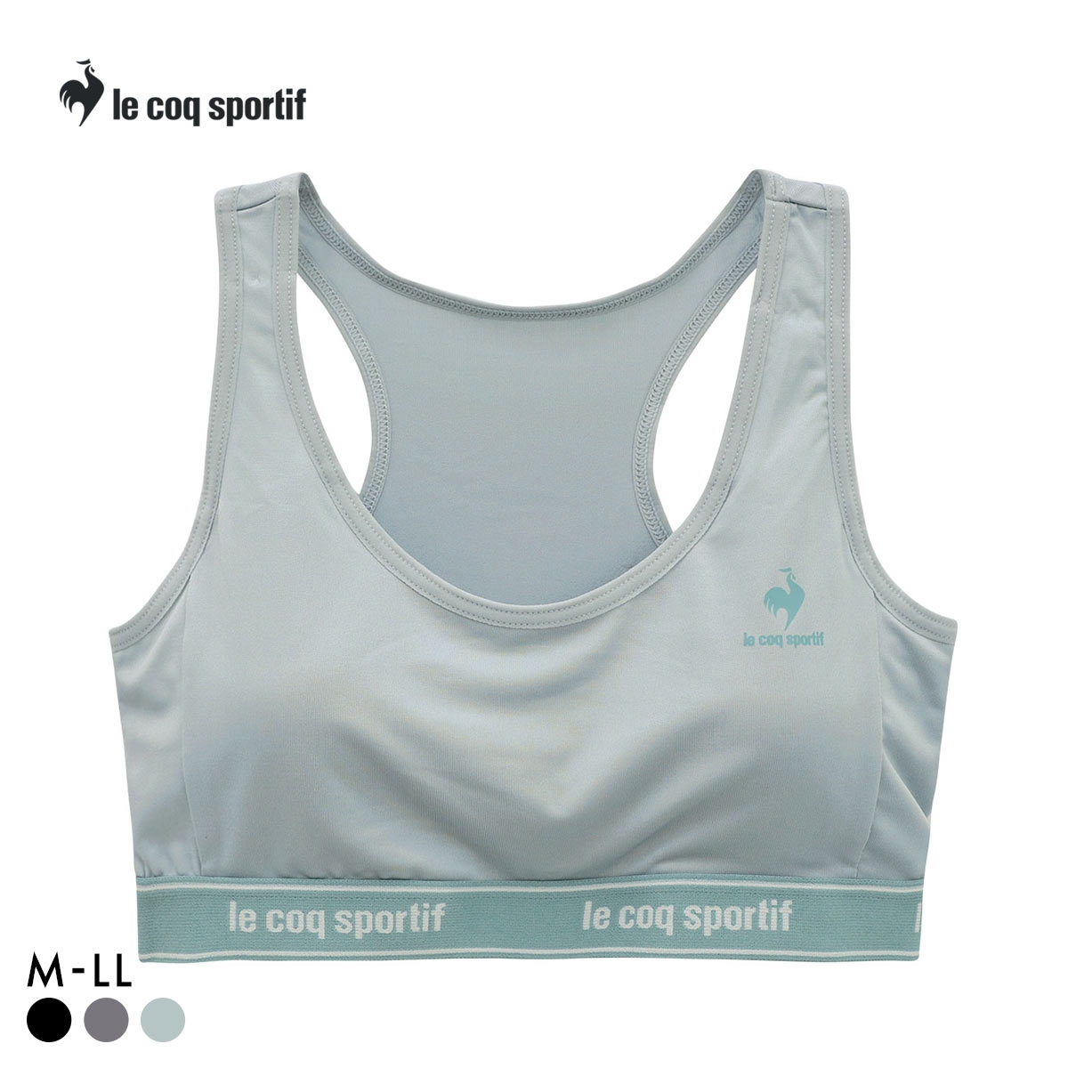ルコックスポルティフ レーサーバック ハーフトップ レディース ノンワイヤー ブラジャー 単品 le coq sportif(GR-グリーン-M)