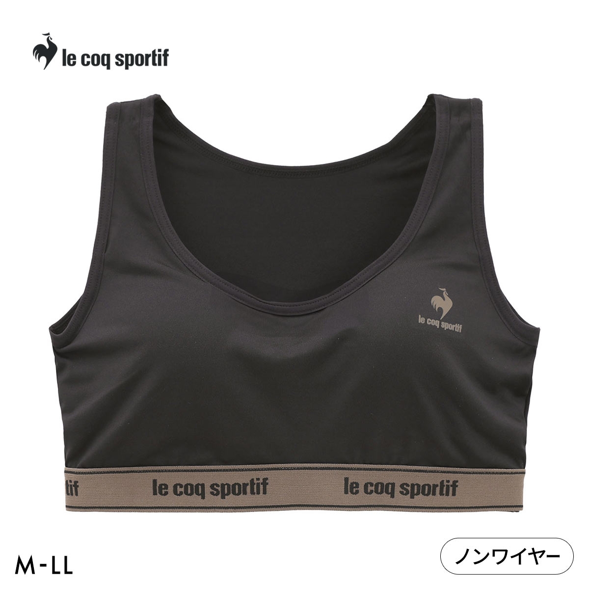 ルコックスポルティフ モールドカップ ノンワイヤー ブラジャー ハーフトップ レディース le coq sportif 吸汗速乾(BK-ブラック-M)