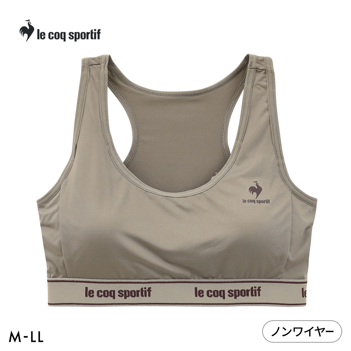 ルコックスポルティフ レーサーバック ハーフトップ レディース ノンワイヤー ブラジャー 単品 le coq sportif(KH-カーキ-M)