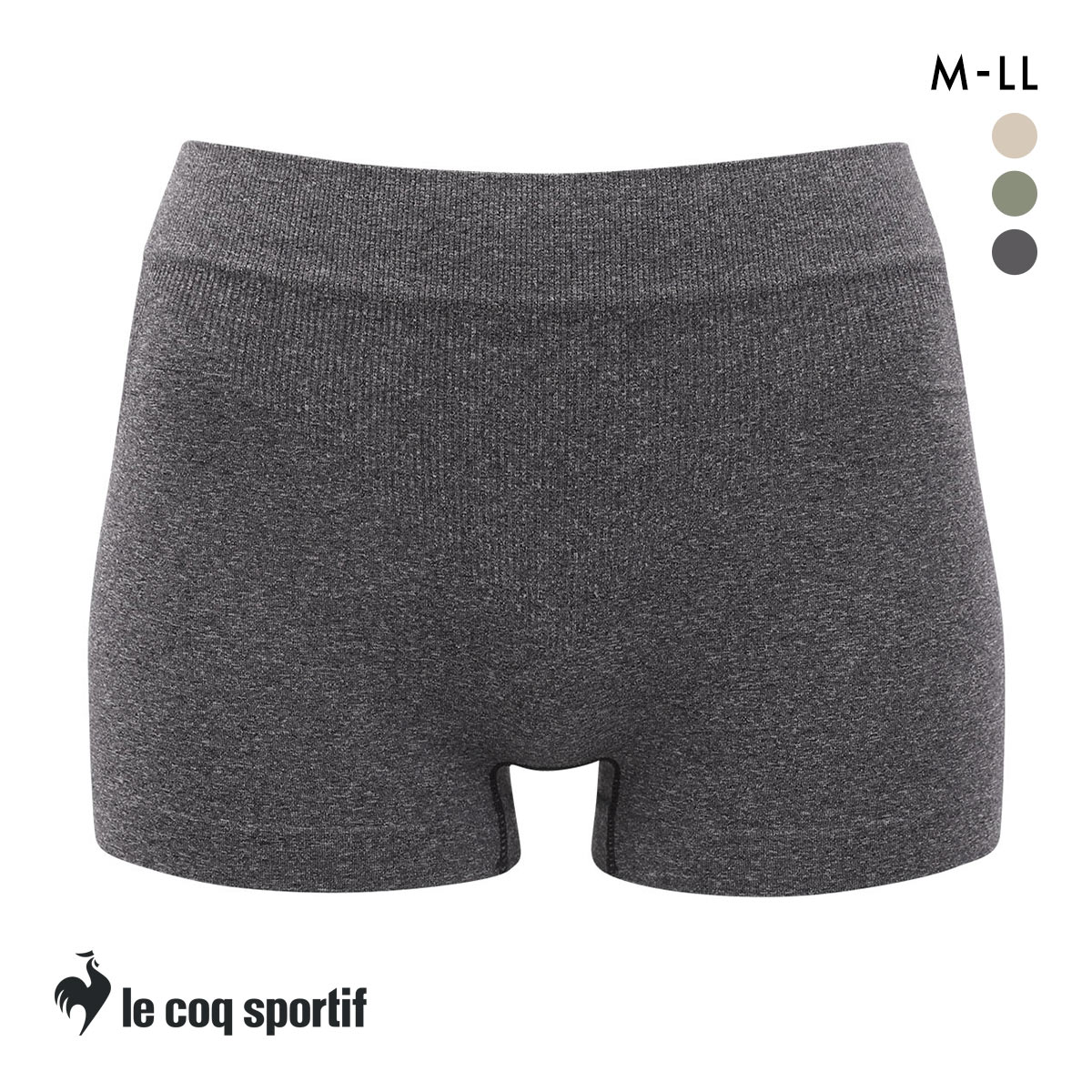 ルコックスポルティフ 成型 シームレス 1分丈 ショーツ レディース ボクサータイプ le coq sportif(BK-ブラック-M)