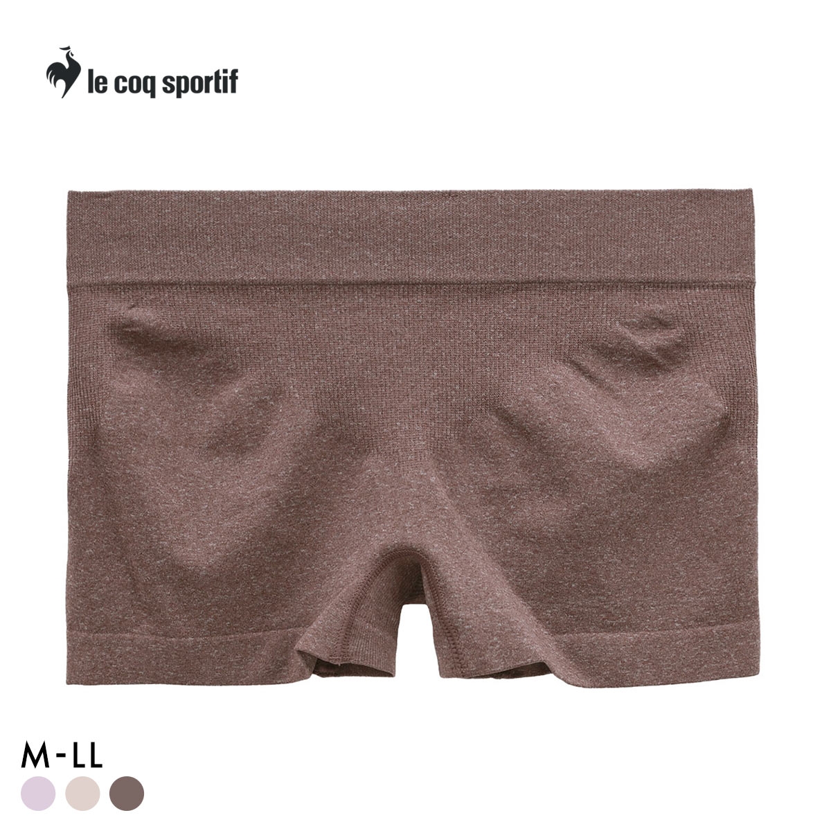 ルコックスポルティフ 成型 シームレス 1分丈 ショーツ レディース ボクサータイプ le coq sportif(BR-ブラウン-M)