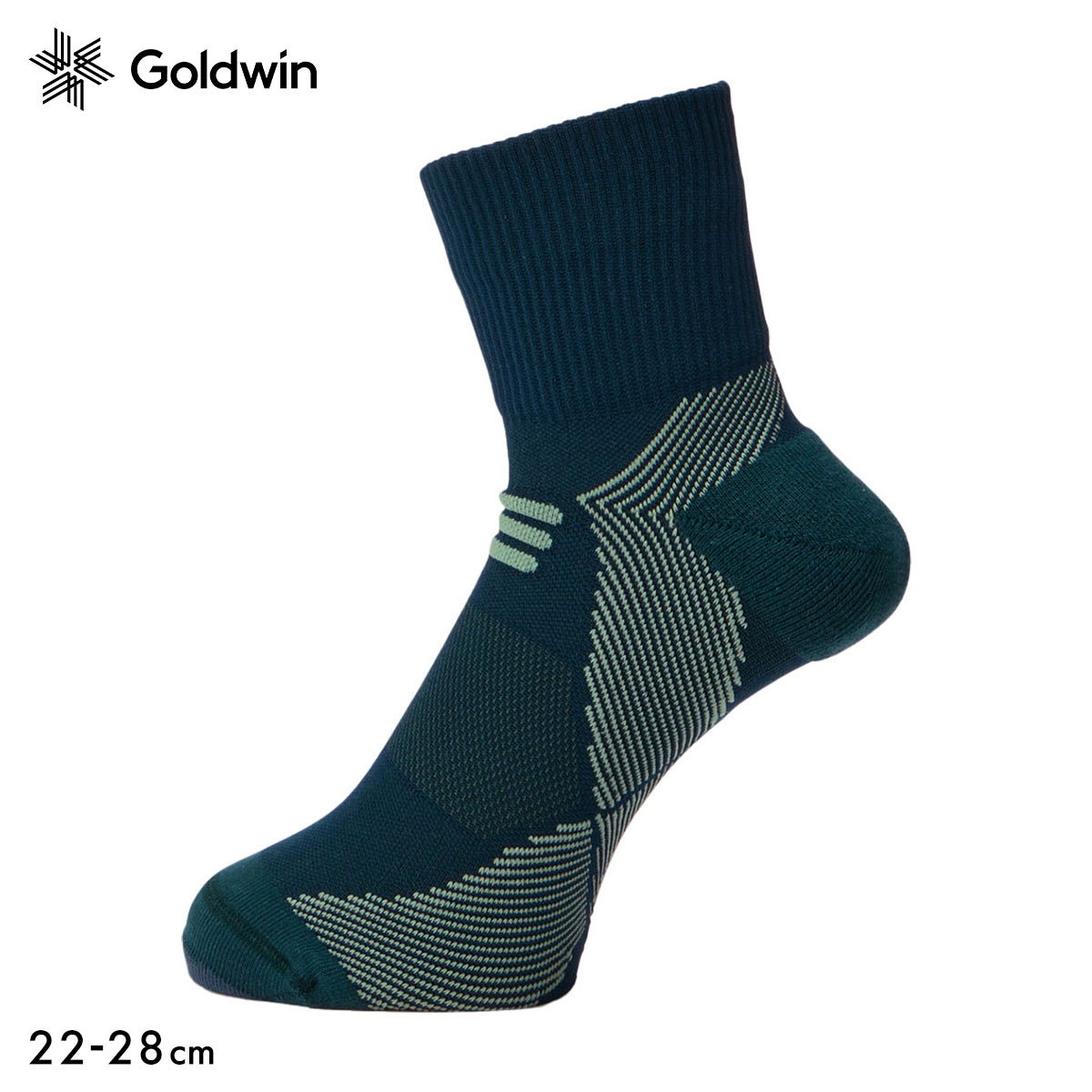 ゴールドウイン Goldwin シースリーフィット C3fit アーチサポート クォーター丈 ソックス ユニセックス 22-24cm 24-26cm 26-28cm(DGR-濃グリーン-22-24cm)