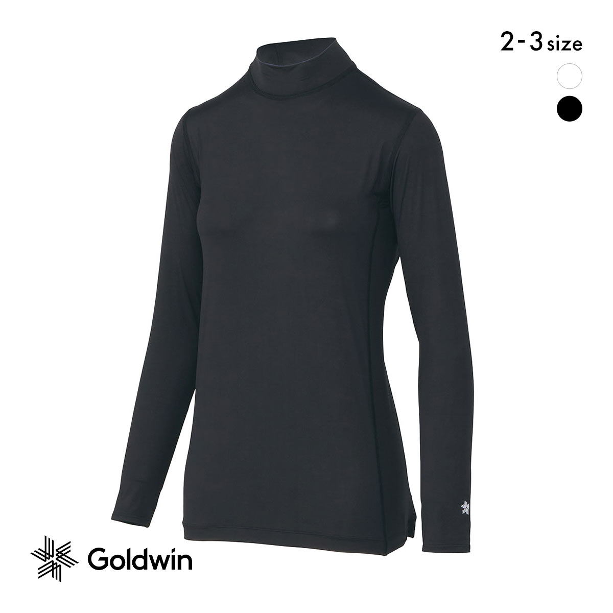 ゴールドウイン C3fit クーリング モックネック ロングスリーブ シャツ レディース スポーツ 持続涼感 Goldwin(BK-ブラック-2)