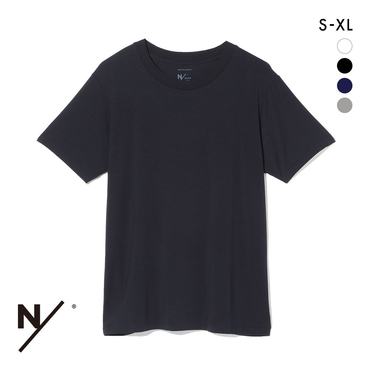 ニュートラルワークス NEUTRALWORKS. エヌスキン NSKIN  BASIC LIGHT SHORT SLEEVE CREW 半袖 クルーネック Tシャツ インナー MXP 消臭 メンズ(BK-ブラック-S)