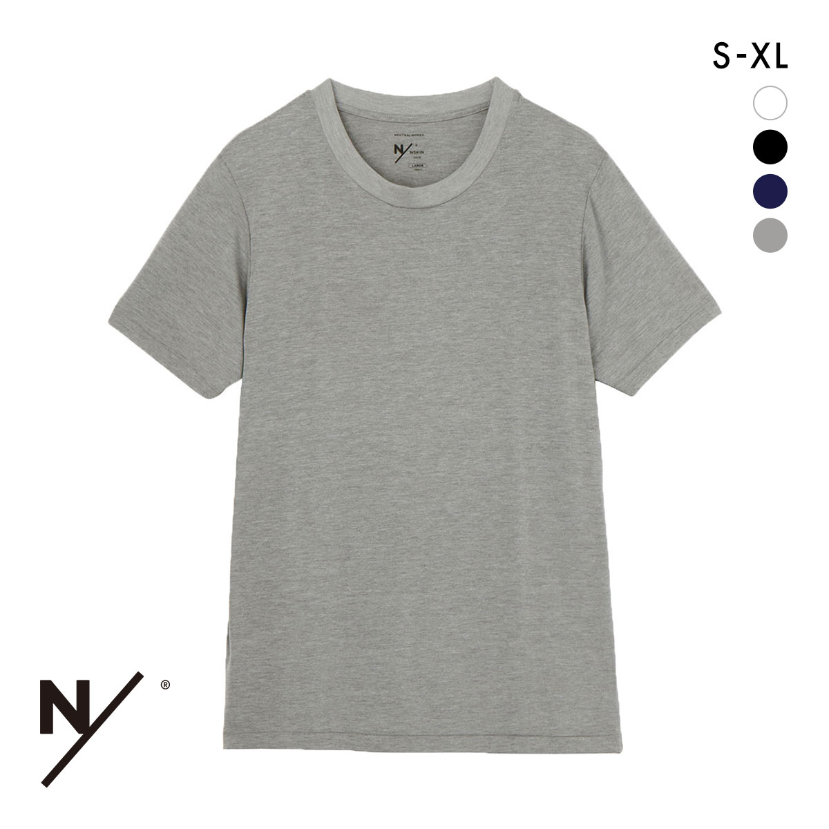 ニュートラルワークス NEUTRALWORKS. エヌスキン NSKIN  BASIC LIGHT SHORT SLEEVE CREW 半袖 クルーネック Tシャツ インナー MXP 消臭 メンズ(DGY-濃グレー-S)