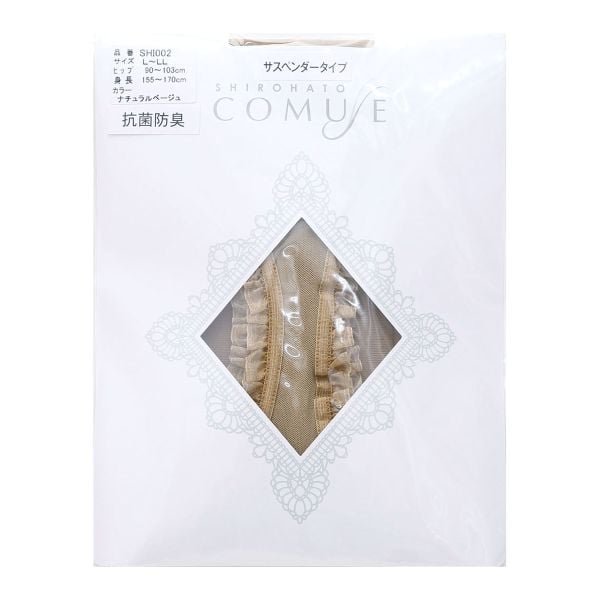 コミューズ COMUSE 風が通るストッキング レース付き サスペンダーストッキング パンティ部レス パンスト