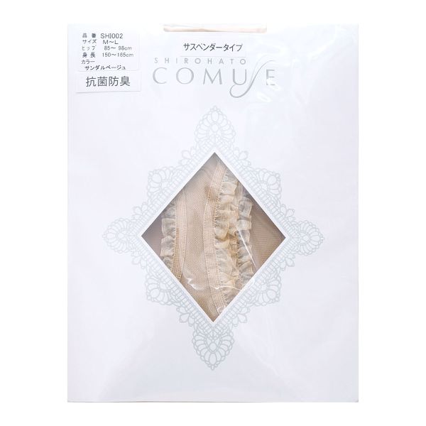 コミューズ COMUSE 風が通るストッキング レース付き サスペンダーストッキング パンティ部レス パンスト