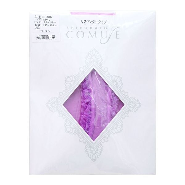 コミューズ COMUSE 風が通るストッキング レース付き サスペンダーストッキング パンティ部レス パンスト