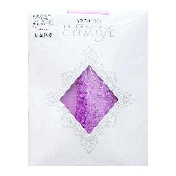 コミューズ COMUSE 風が通るストッキング レース付き サスペンダーストッキング パンティ部レス パンスト