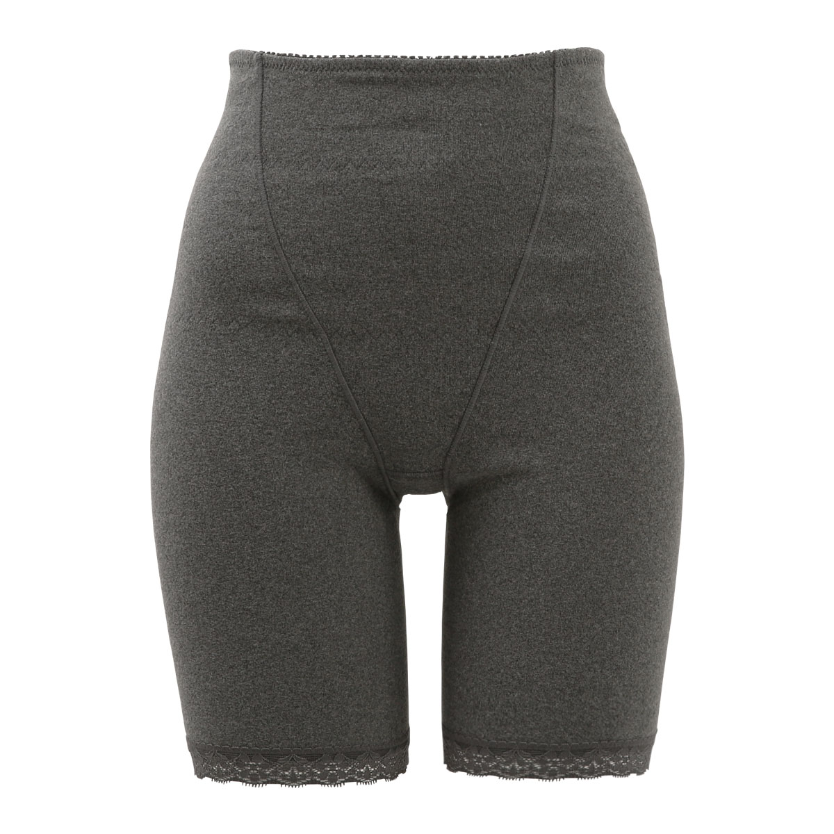 DAN・DA・DAN ガードル ショーツ ロング丈 ハイウエスト 深め 腹巻き お腹押さえ 骨盤 ヒップアップ 裏起毛(HGY-杢グレー-M)