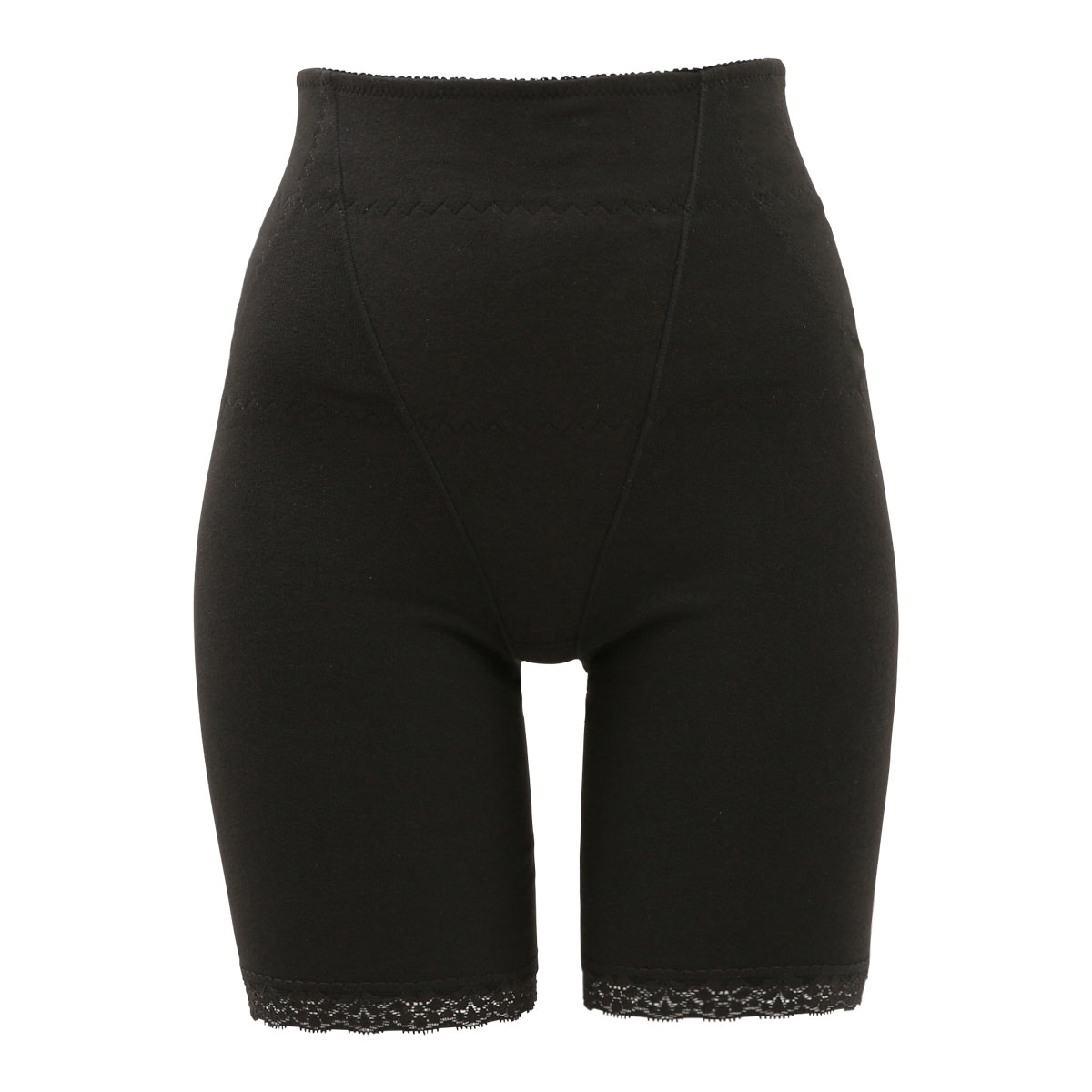 DAN・DA・DAN ガードル ショーツ ロング丈 ハイウエスト 深め 腹巻き お腹押さえ 骨盤 ヒップアップ 裏起毛(BK-ブラック-M)