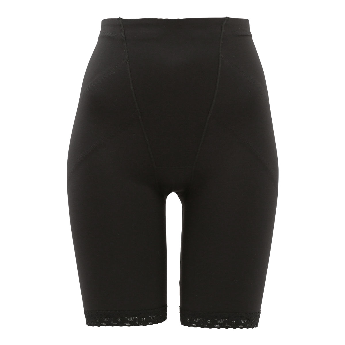 尻湯めぐり ふんわり起毛ぱんつ ガードル ショーツ ロング丈 補正下着 お腹押さえ 両面起毛 単品(BK-ブラック-M)