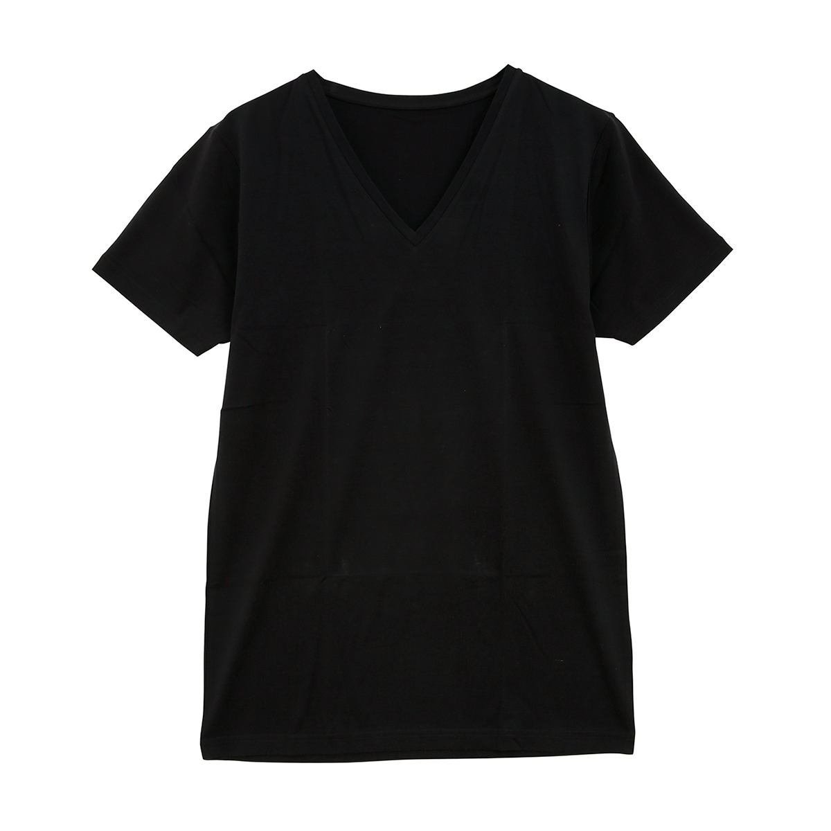 男の絹 SILK シルク＆コットンVネック半袖インナー(BK-ブラック-M)