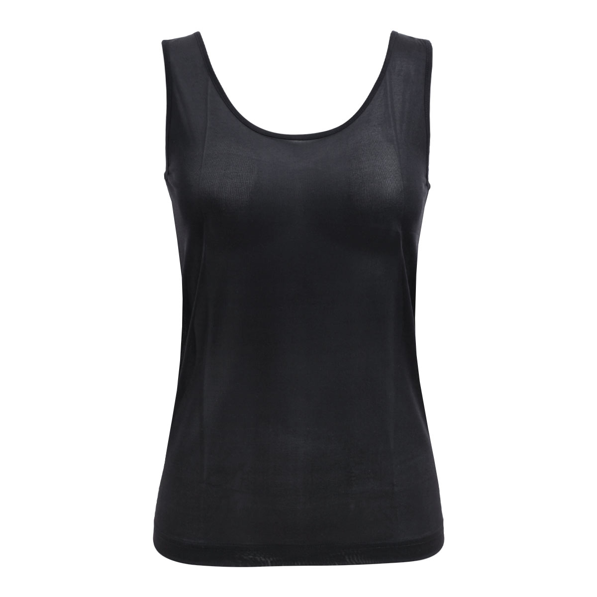 マリーネ MALYNE　絹 シルクニットタンクトップ(BK-ブラック-M)