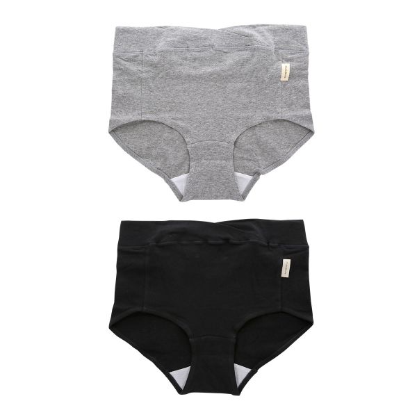 犬印 INUJIRUSHI 産前・産後使える ウエストゴムなし らくちん深履きショーツ マタニティショーツ 2枚セット ハイウエスト