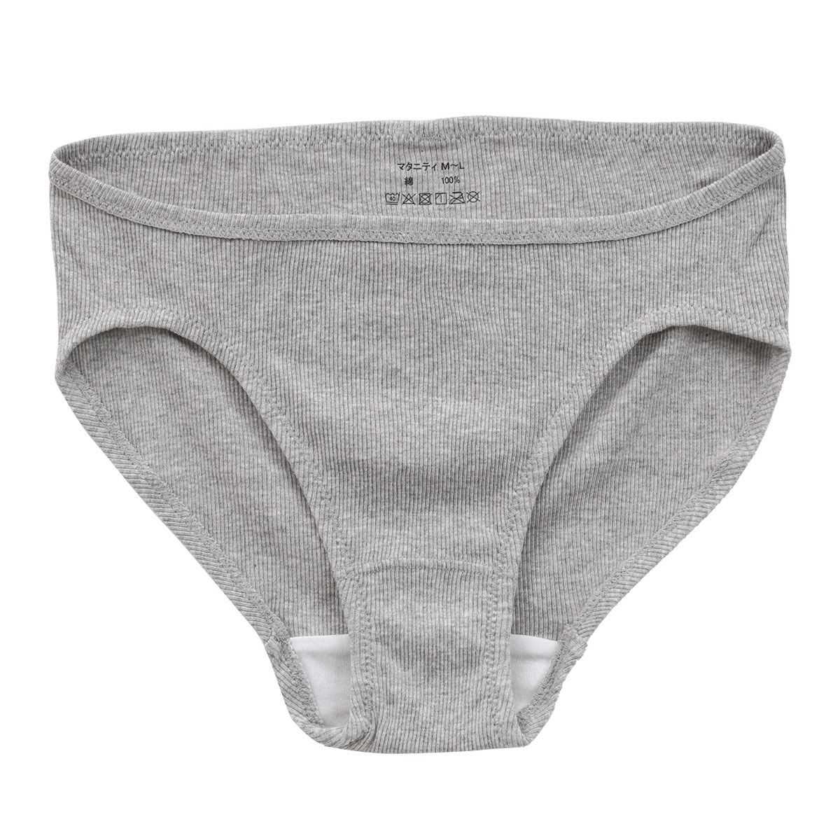 犬印 INUJIRUSHI オーガニックコットン100％ リブ 浅ばきショーツ マタニティ 産前産後兼用 単品(GY-グレー-ﾏﾀﾆﾃｨM-L)