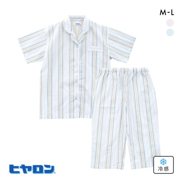 ヒヤロン レディース ルームウェア パジャマ 上下セット 半袖 7分丈パンツ 接触冷感 着るヒヤロン