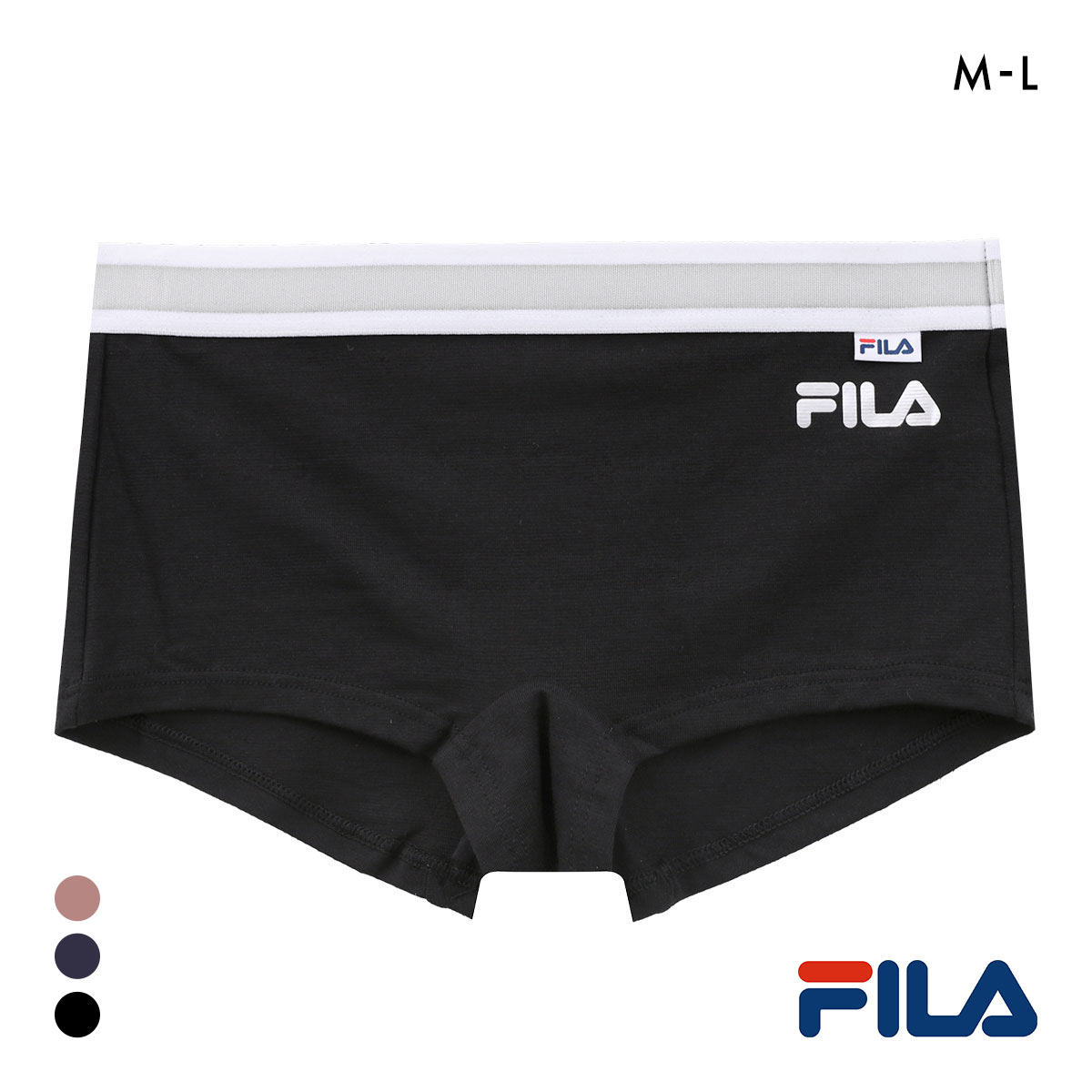 フィラ レディース グリッター ボクサーショーツ ワンポイント ロゴ　吸水速乾 M L 吸水速乾 FILA(BK-ブラック-M)